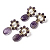 Natural Amethyst Dangle Stud Earrings EJEW-G454-01G-08-4