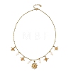 304 Stainless Steel & 201 Stainless Steel Sun Star Pendant Necklaces with Natural Pearl Beads for Women NJEW-JN06527-3
