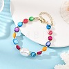 Dyed Natural Shell Nuggets & Shell Pearl Beaded Bracelets BJEW-JB14208-1