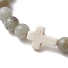 Natural Labradorite & Synthetic Turquoise Beaded Bracelets BJEW-JB13570-3