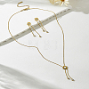 Women's Stainless Steel Stud Dangle Earrings & Lariat Necklaces Sets EB5177-1-3