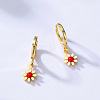 Brass Enamel Leverback Dangle Earrings for Women WO0430-2