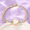 Brass Micro Pave Cubic Zirconia Link Chain Bracelets for Women BJEW-K273-01G-06-2