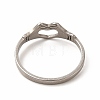 304 Stainless Steel Hollow Out Heart Hand Finger Ring for Women RJEW-K239-03P-2
