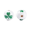 Saint Patrick's Day Theme Spray Painted Natural Wood Beads WOOD-C010-01-3