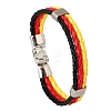 Flag Color Imitation Leather Triple Line Cord Bracelet with Alloy Clasp GUQI-PW0001-086E-1