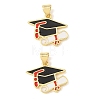Graduation Season Brass Enamel Pendants KK-CBAF2EC-03G-A-2