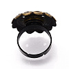 Adjustable Flower Alloy & Iron Bezel Cup Ring Base with Rotatable Tray MAK-T012-07AB-3