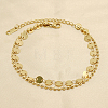304 Stainless Steel Sequin Disc Link Chain & Ball Chain Double Layer Anklets for Women FS-WG0AA08-01-2