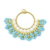 Glass Seed Beaded & Brass Linking Rings Pendnats PALLOY-MZ01340-02-1