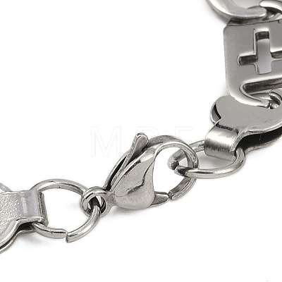 304 Stainless Steel Mariner Hollow Cross Link Chain Bracelets BJEW-B078-64P-01-1