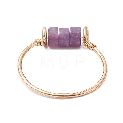 Column Natural Amethyst & Red Jasper & Green Aventurine & Tiger Eye & Lepidolite/Purple Mica  Finger Rings RJEW-JR00781-1
