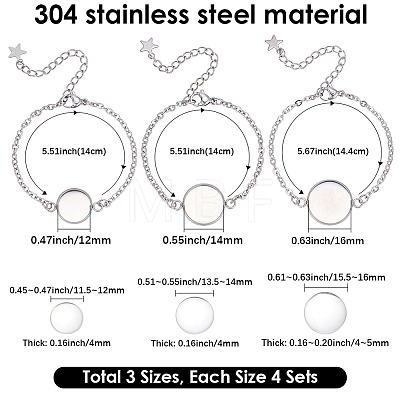 12Pcs 3 Styles 304 Stainless Steel Cable Chain Bracelet Making STAS-SP0002-11-1