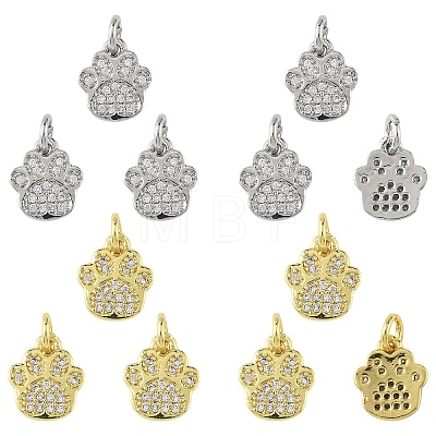 5Pcs Rack Plating Brass Micro Pave Clear Cubic Zirconia Charms KK-YW0003-36G-1
