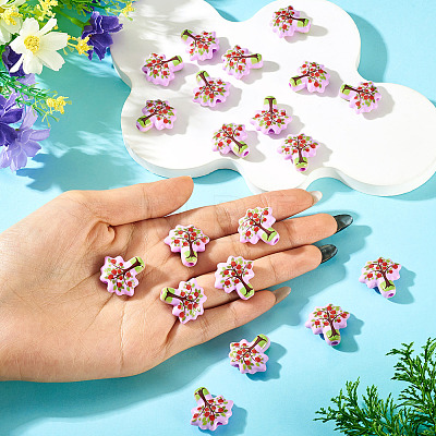 20pCS Printed Opaque Acrylic Beads OACR-TA0004-75B-1