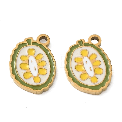 Fruit 304 Stainless Steel Enamel Pendants SA-CBA49D2-11G-02-1