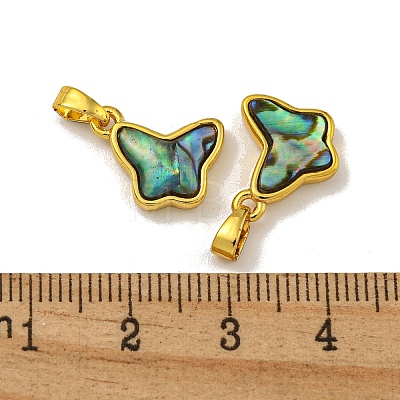 Rack Plating Brass Pave Natural Paua Shell Butterfly Charms KK-U025-01G-02-1