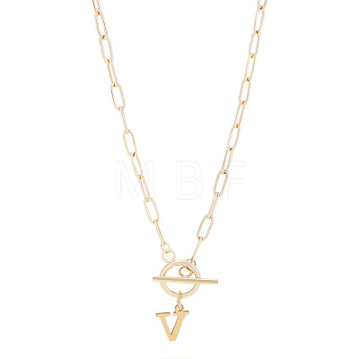 304 Stainless Steel Letter Pendant Necklaces NJEW-LP0001-52V-G-1