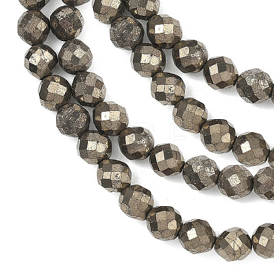 Natural Gold Pyrite/Golden Pyrite Beads Strands G-G458-H01-8mm-1