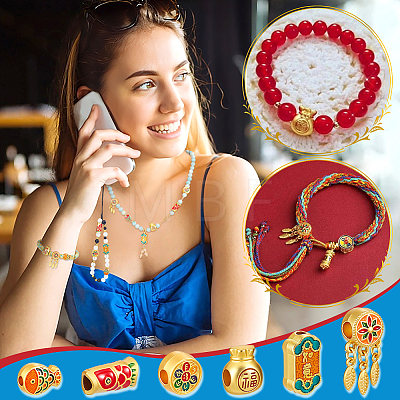 36Pcs 6 Styles Alloy Enamel European Dangle Beads FIND-GA0008-60-1