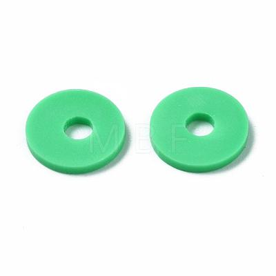 Flat Round Handmade Polymer Clay Beads CLAY-R067-10mm-06-1