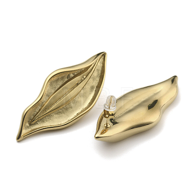 304 Stainless Steel Leaf Stud Earring for Women EJEW-C092-01G-1