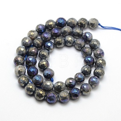 Electroplate Natural Labradorite Beads Strands G-L150-14mm-01-1