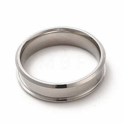 201 Stainless Steel Grooved Finger Ring Settings STAS-P323-03P-1