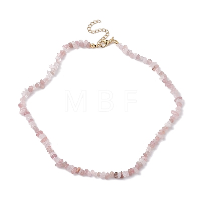 Natural Rose Quartz Chip Beaded Necklace NJEW-JN04616-03-1