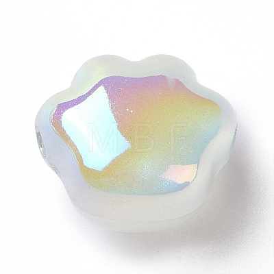 UV Plating Rainbow Iridescent Luminous Acrylic Beads OACR-E010-07-1
