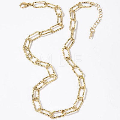 304 Stainless Steel Textured Paperclip Chain Necklaces for Women HX6515-2-1