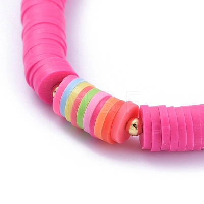 Handmade Polymer Clay Heishi Beads Stretch Bracelets BJEW-JB05088-04-1