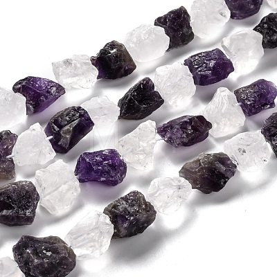 Rough Raw Natural Quartz Crystal & Amethyst Beads Strands G-J388-05-1