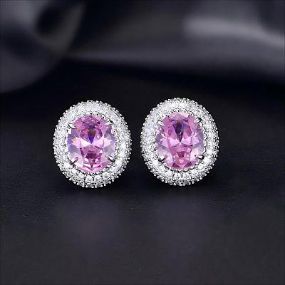 Brass Micro Pave Cubic Zirconia Stud Earrings for Women FF7693-3-1