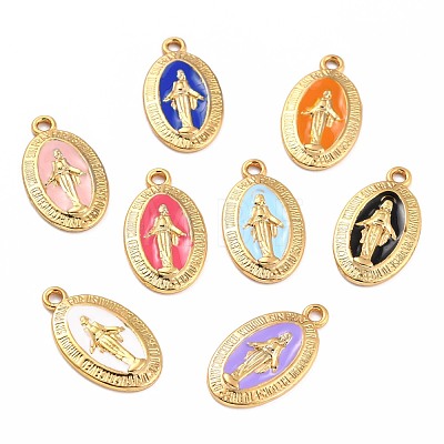 Golden Alloy Enamel Pendants KK-P197-16G-1