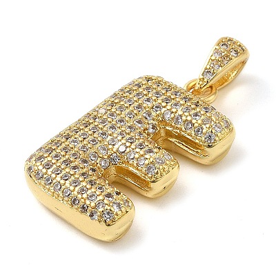 Brass Micro Pave Cubic Zirconia Pendants KK-E061-03G-05-1