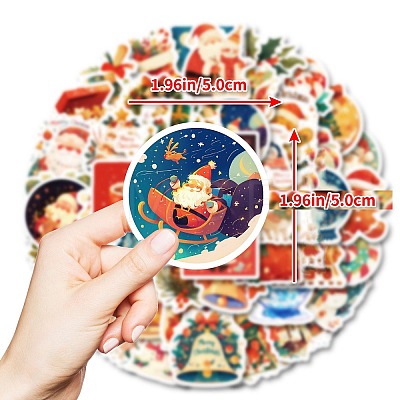 50Pcs Christmas Theme Paper Stickers PW-WGFB5D6-01-1