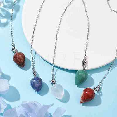 Natural & Synthetic Mixed Gemstone Pointed Dowsing Pendulums PALLOY-JF02609-01-1