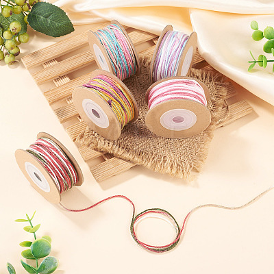5 Rolls 5 Colors Segment Dyed Macrame Cotton Cord OCOR-TA0004-05A-1