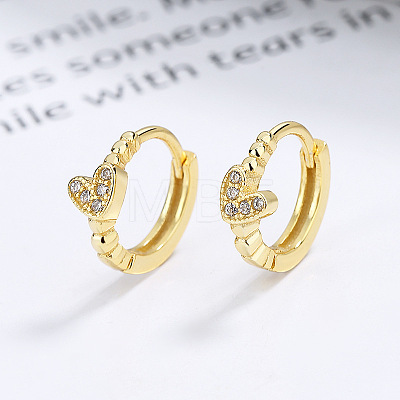 Heart 925 Sterling Silver Micro Pave Clear Cubic Zirconia Hoop Earrings FS-WGEC1D1-01-1