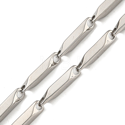 201 Stainless Steel Rectangle Bar Link Chain Necklace NJEW-Q336-05B-P-1