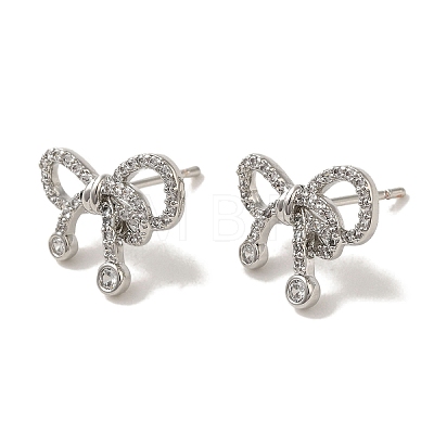 Rack Plating Brass Micro Pave Cubic Zirconia Studs Earrings EJEW-R162-20G-1