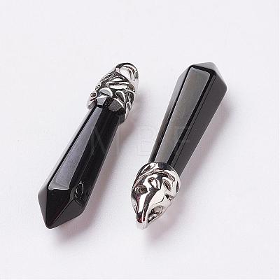 Natural Obsidian Pointed Pendants G-P309-14-1