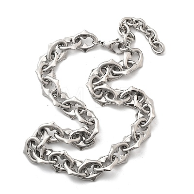 304 Stainless Steel Spiked Oval Link Chain Necklaces for Women Men NJEW-A043-01P-1