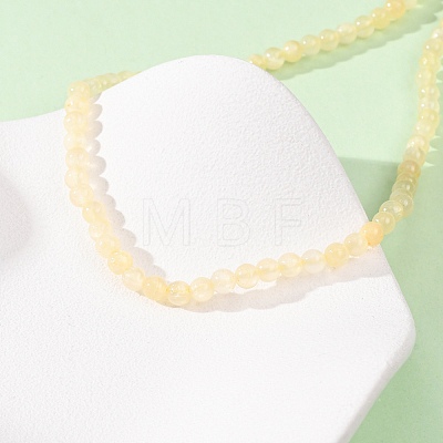 4MM Grade A Natural Golden Silk Jade Round Beaded Necklaces GG-CBAA808-03P-A-1