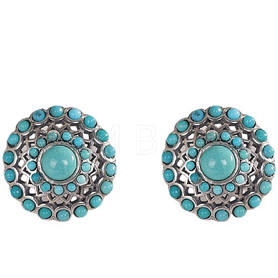 Synthetic Turquoise Stud Earrings EJEW-C178-06A-1