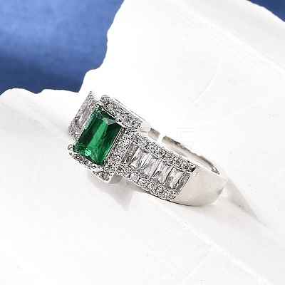Brass Micro Pave Clear Cubic Zirconia Cuff Open Rings CU-CBA5C10-14P-1