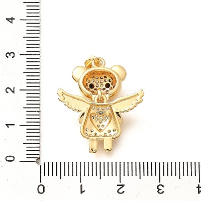 Rack Plating Brass Micro Pave Clear Cubic Zirconia Pendants KK-M309-39I-G-1