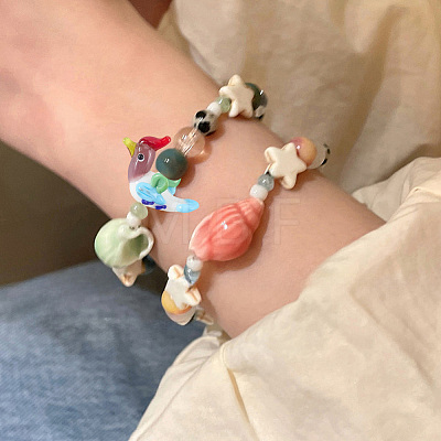 7Pcs 7 Colors Handmade Lampwork Beads LAMP-PA0001-84-1