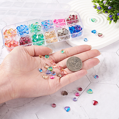 Craftdady 240Pcs 12 Color Transparent Glass Cabochons GGLA-CD0001-10-1